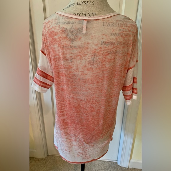 Z Supply Size Small Coral/Orange Burnout V-Neck T-Shirt - Picture 2 of 5